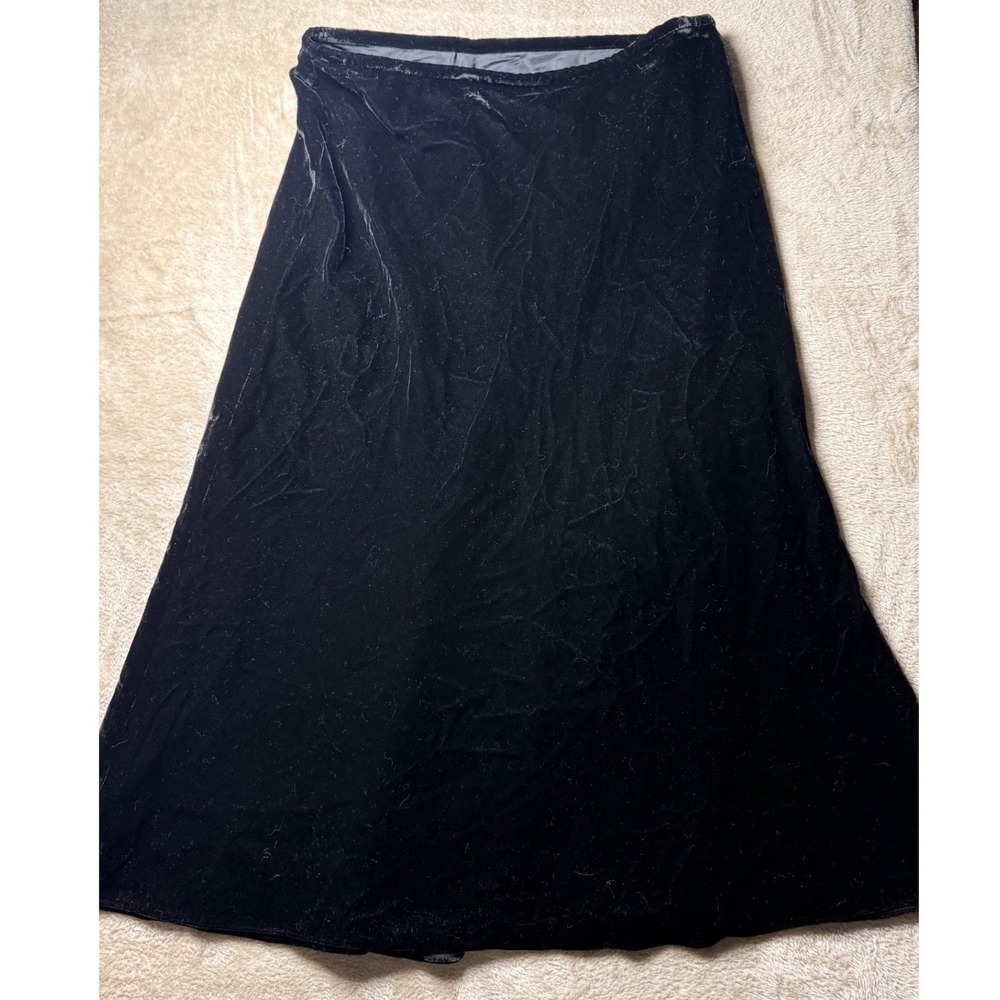 Chaps Black Velvet Midi Skirt Womens 6 A-Line Whimsigoth Witchy Office Siren